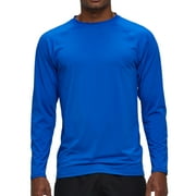 Satankud Men's Performance Long Sleeve Fishing Shirts Rashguard UPF 50+ UV Sun Protection Tee Tops for Outdoors Running Hiking Workout T-Shirt Blue S